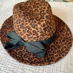 Eric Javits | Brown Black Leopard Print Bow Water Repellent Hat